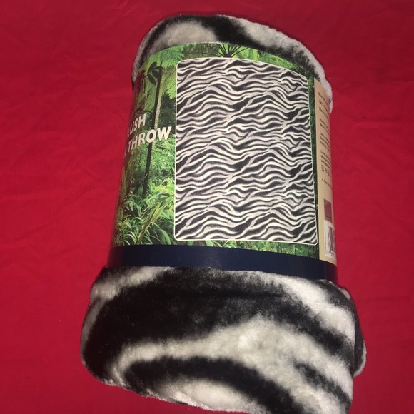 Zebra Pattern Throw 50" x 60' by Royal Plush Raschel Throw - Picture 2 of 4
